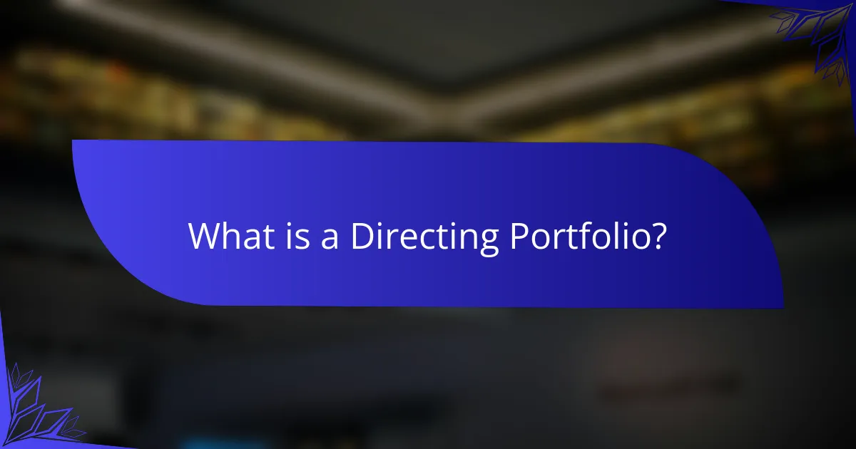 What is a Directing Portfolio?